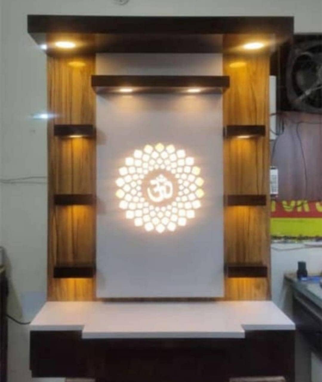 Devyom 木製ブラウンテンプル LEDライト付き 家庭やオフィス用 家庭の